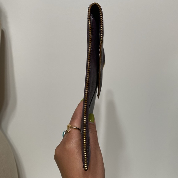 Rebecca Minkoff Leo Envelope Zipper Edge Purple Leather Clutch Purse - Picture 7 of 14